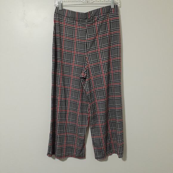 No Comment Women's Plaid Pants Large Stretch Wide Leg Tie Waist Made in USA - Picture 4 of 6